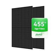 Saules modulis Jinko Tiger Neo N-Type JKM455N-48HL4M-DB 22,77% pilnībā melns, vienpusējs ar dubultu stiklu
