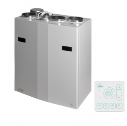 Rekuperators ENSY WAVE 200H, vertikāls, labās puses pieslēgums, ar Wi-Fi un Bluetooth vadības ierīci